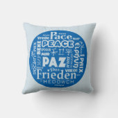 数々のな言語の淡いブルーの投球のクッション/平和 クッション (裏面)