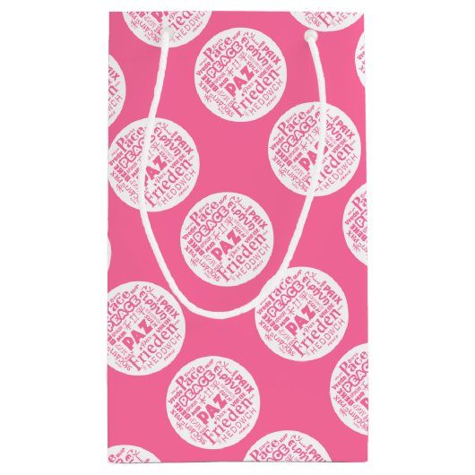 数々のな言語平和のギフトバッグのピンク スモールペーパーバッグ (裏面)