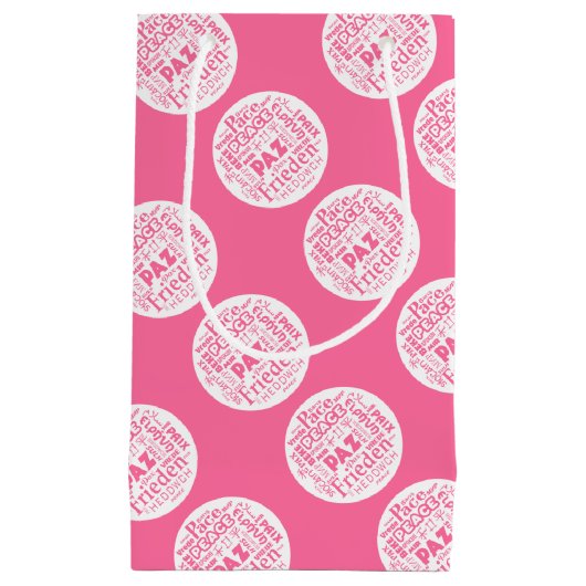 数々のな言語平和のギフトバッグのピンク スモールペーパーバッグ (正面)