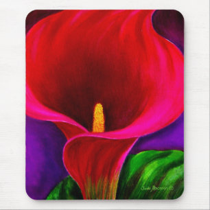 数々のな赤いカーラユリの花の絵画の芸術- マウスパッド