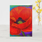 数々のな赤いケシの花の絵画- カード (黄色い花)