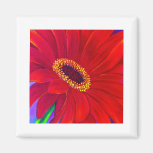 数々のな赤いデイジーのガーベラの花の絵画の芸術- マグネット