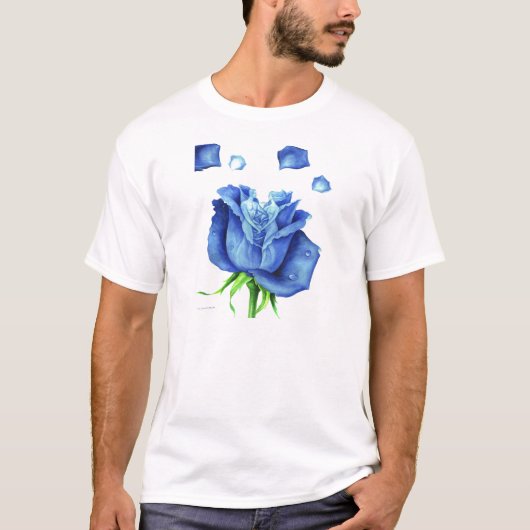 数々のな青のバラの花の絵画- Tシャツ (正面)