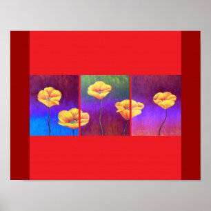 数々のな黄色いケシの花の絵画- ポスター