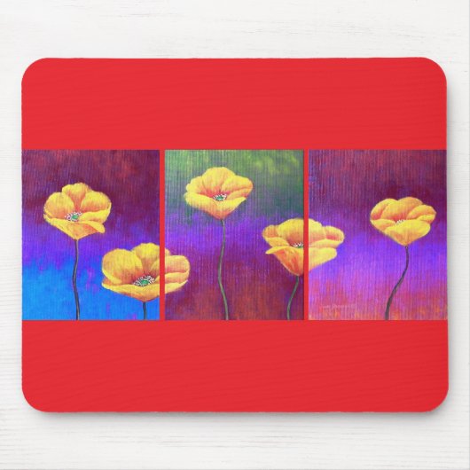数々のな黄色いケシの花の絵画- マウスパッド (正面)