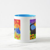 数々のな黒猫の絵画の蝶芸術- マグカップ (中央)