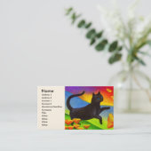 数々のな黒猫の絵画の蝶芸術- 名刺 (スタンド正面)