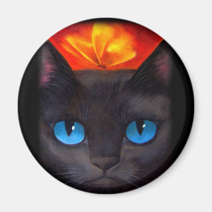 数々のな黒猫の蝶絵画の芸術- マグネット