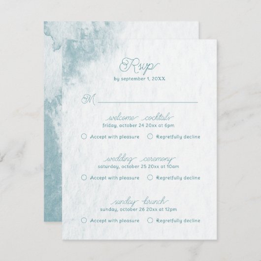 数々のイベントアンダーシーお洒落ウォーター色ビーチ 出欠カード (正面/裏面)