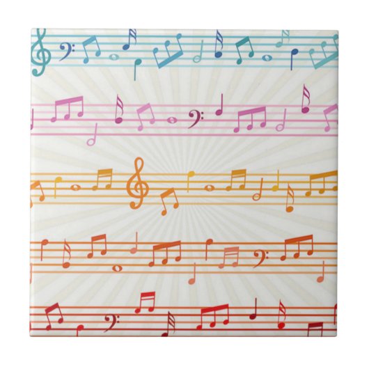 数々のカラフル色の音符ミュージシャン タイル (正面)