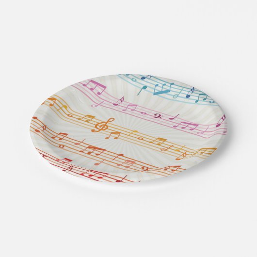 数々のカラフル色の音符ミュージシャン ペーパープレート (アングル)