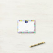 数々のカラーのパッチワークマドラスプレイド1IRフレーム ポストイット (デスク上)