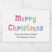 数々のカラーのメリークリスマスの食品コンテナラベル フードラベル (シングルラベル)