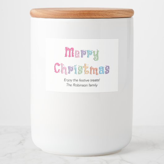 数々のカラーのメリークリスマスの食品コンテナラベル フードラベル (正面)