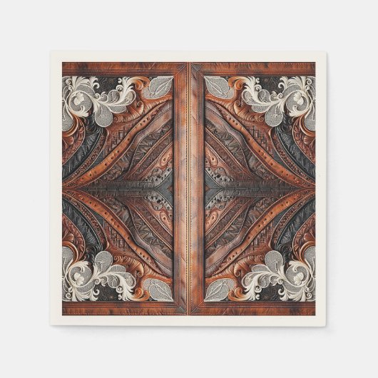 数々のカラーのレザーとレエレガントース素朴結婚の スタンダードカクテルナプキン (正面)