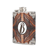 数々のカラーのレザーとレエレガントース素朴結婚の フラスク (左)