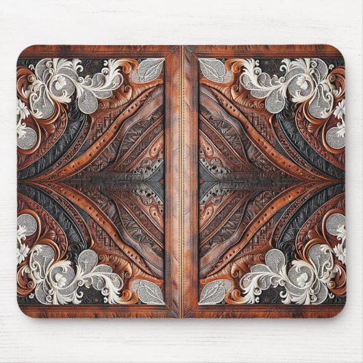 数々のカラーのレザーとレエレガントース素朴 マウスパッド (正面)