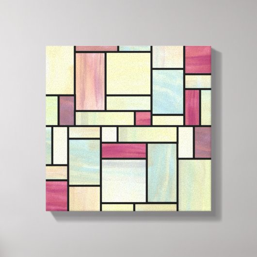 数々のカラーの水の色ステンドグラス(12x12)キャンバス キャンバスプリント (正面)