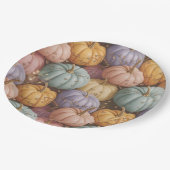 数々のカラーカボチャのパターンスロー、紙、パーティー ペーパープレート (アングル)