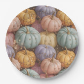 数々のカラーカボチャのパターンスロー、紙、パーティー ペーパープレート (正面)
