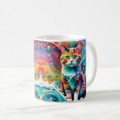 数々のカラーカラフルCat 759水波 コーヒーマグカップ (正面右)