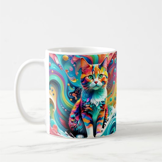 数々のカラーカラフルCat 759水波 コーヒーマグカップ (左)