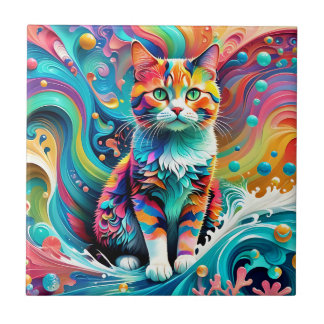 数々のカラーカラフルCat 759水波 タイル