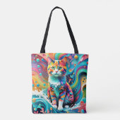 数々のカラーカラフルCat 759水波 トートバッグ (裏面)