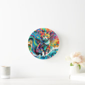 数々のカラーカラフルCat 759水波 ラウンド壁時計 (ホーム)