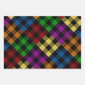 数々のカラーキルトバッファロープレイドホリデー ラッピングペーパーシート (正面)