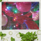 数々のカラークリスマスツリーカラフル休日 キッチンタオル (折り畳み)