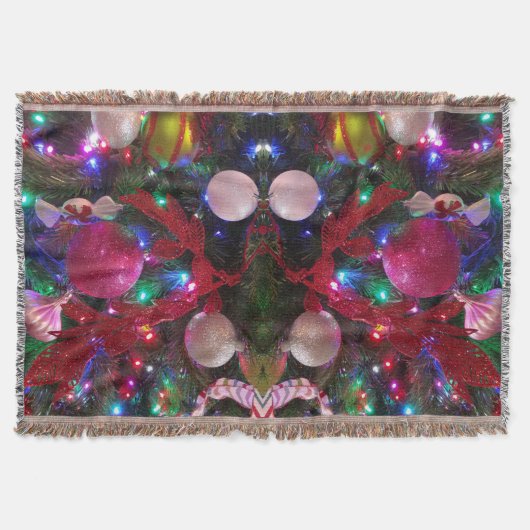 数々のカラークリスマスツリーカラフル休日 スローブランケット (正面)