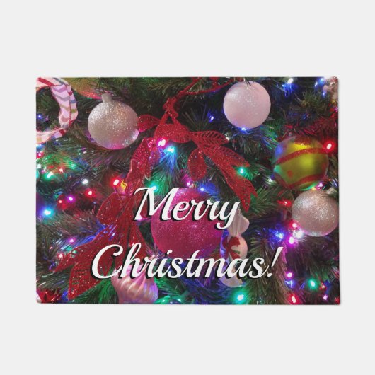 数々のカラークリスマスツリーカラフル休日 ドアマット (正面)