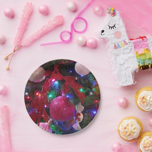 数々のカラークリスマスツリーカラフル休日 ペーパープレート (パーティー)