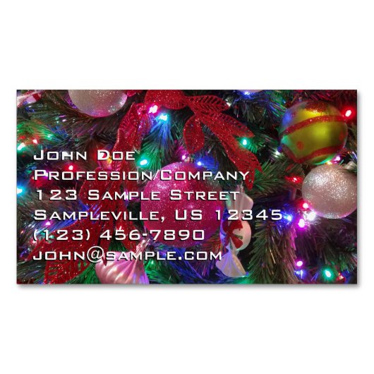 数々のカラークリスマスツリーカラフル休日 マグネット名刺 (正面)