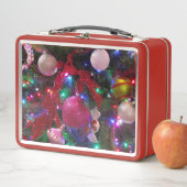 数々のカラークリスマスツリーカラフル休日 メタルランチボックス (インサイチュ)