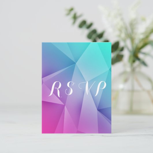 数々のカラー宝石トーン結婚式RSVPポストカード インビテーションポストカード (スタンド正面)