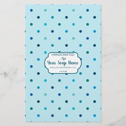 数々のカラー小ブルードット石鹸ラップ紙シート (正面)