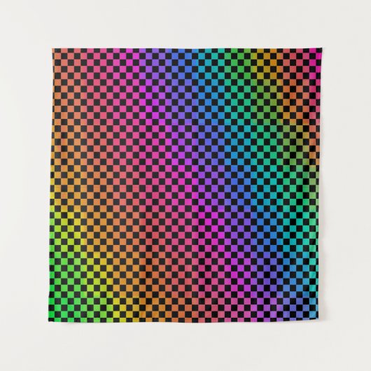 数々のカラー小市松模様にデザイン背景 タペストリー (正面(横))