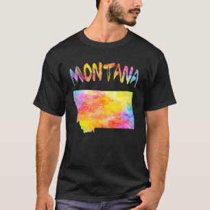 数々のカラー水カラーモンタナ州マップデジタルA Tシャツ