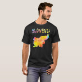 数々のカラー水彩スロベニア地図デジタルアートワーク Tシャツ (正面フル)