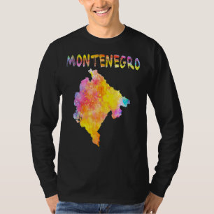数々のカラー水彩モンテネグロ地図デジタルアルツネ Tシャツ