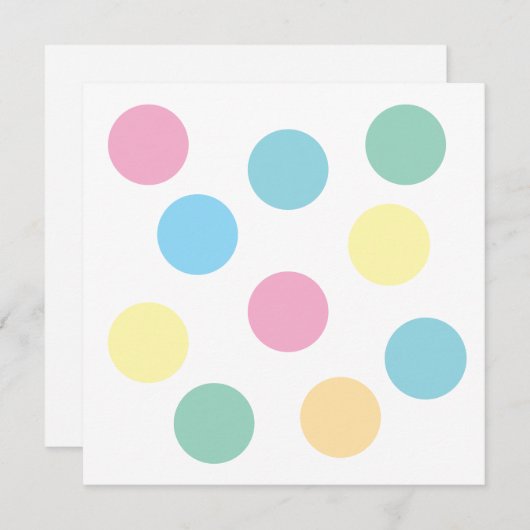 数々のカラー水玉模様フラットカード (正面/裏面)