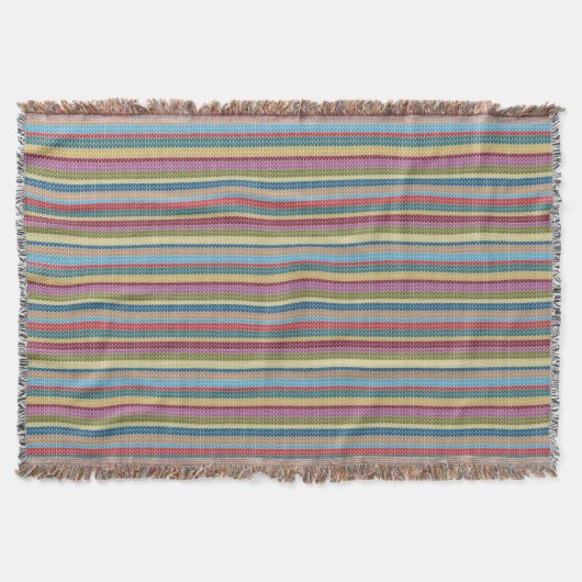 数々のカラー編みルックパタストライプのーン スローブランケット (正面)