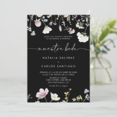 数々のカラーBohoフローラフロント&バックNuestra Boda 招待状 (スタンド正面)