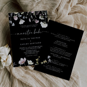 数々のカラーBohoフローラフロント&バックNuestra Boda 招待状