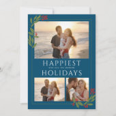 数々のクリスマスの葉を持つフォトカ縁どード シーズンカード (正面)