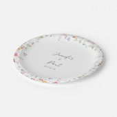 数々のシンプル色の野結婚花のケーキ ペーパープレート (アングル)