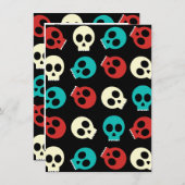 数々のスカルのヴィンテージレトロ色 招待状 (正面/裏面)