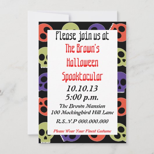 数々のスカル 招待状 (裏面)